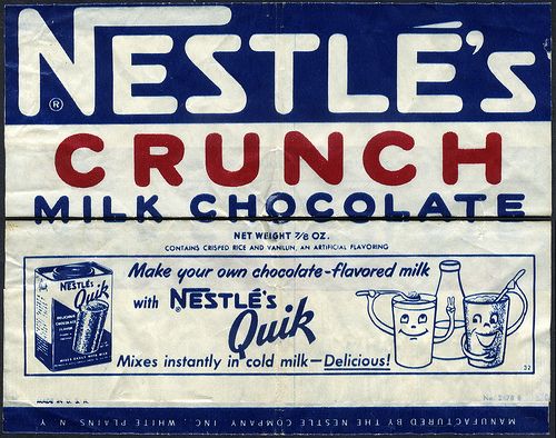 Nestle'S Crunch Milk Chocolate Net Weight 78 oz. Contains Crispid Rice And Vangun, Ah Artikal Flavorno Make your own chocolateflavored milk with Nestle'S Nuk Mixes instantly in cold milkDelicious! Manufactured By The Nestle Company Inc White Plains Ny