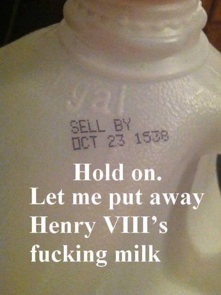 you had one job milk - Sell By Dct 23 1538 Hold on. Let me put away Henry Viii's fucking milk
