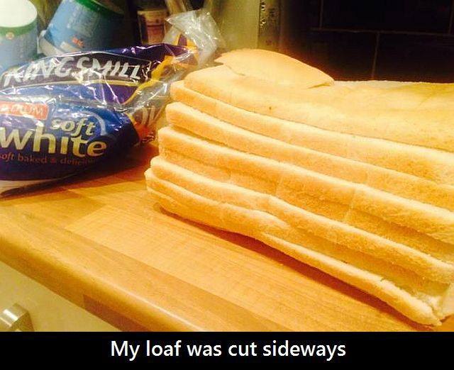 horizontally sliced bread - Soft white oft baked doch My loaf was cut sideways