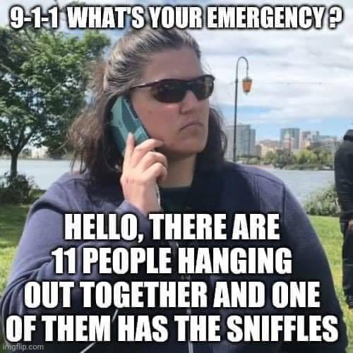 911 What'S Your Emergency Hello, There Are 11 People Hanging Out Together And One Of Them Has The Sniffles