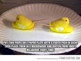 peep wars - Put Two Peeps On A Paper Plate With A Tooth Pick In Each Then Place Them In A Microwave And Watch Them Joust Hilarious Every Time! c ompletare Themetapicture Com