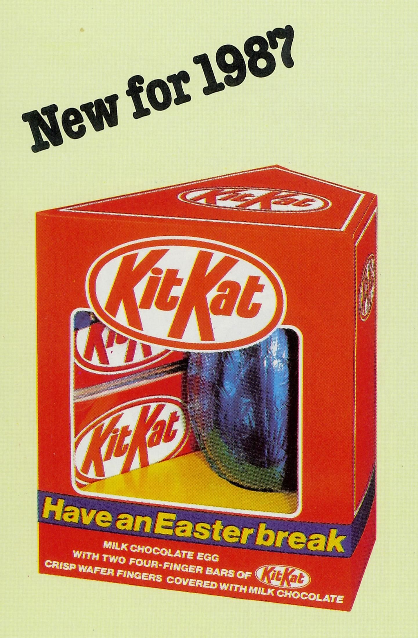 retro easter eggs - New for 1987 Kitkat Have an Easter break Milk Chocolate Egg With Two FourFinger Bars Of Kitkat Crisp Wafer Fingers Covered With Milk Chocolate
