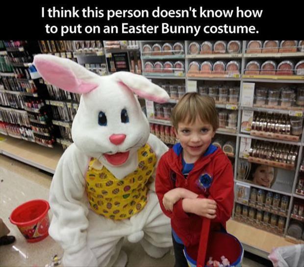 funny easter - I think this person doesn't know how to put on an Easter Bunny costume.