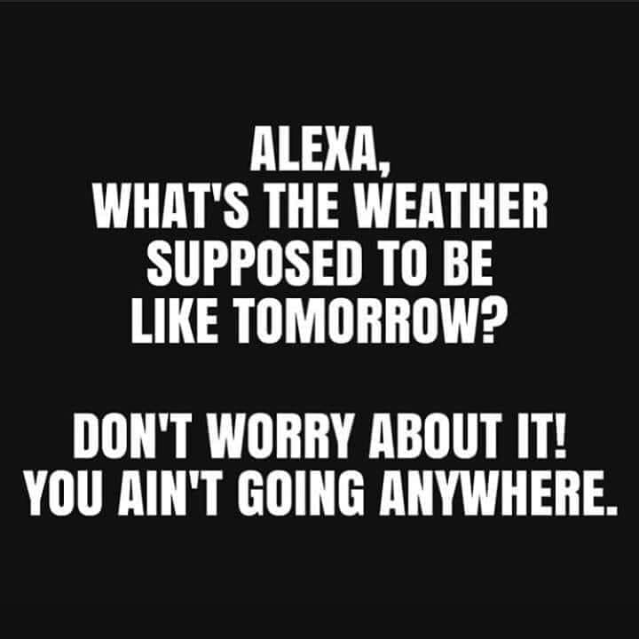 Alexa, What's The Weather Supposed To Be Tomorrow? - Don't Worry About It! You Ain't Going Anywhere.