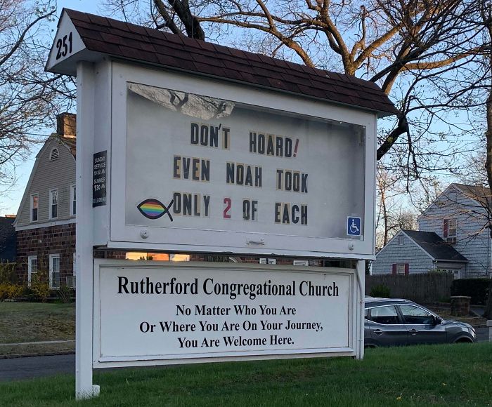 Humour - Dont Hoard! Even Noah Took Only 2 Of Each Rutherford Congregational Church No Matter Who You Are Or Where You Are On Your Journey, You Are Welcome Here.