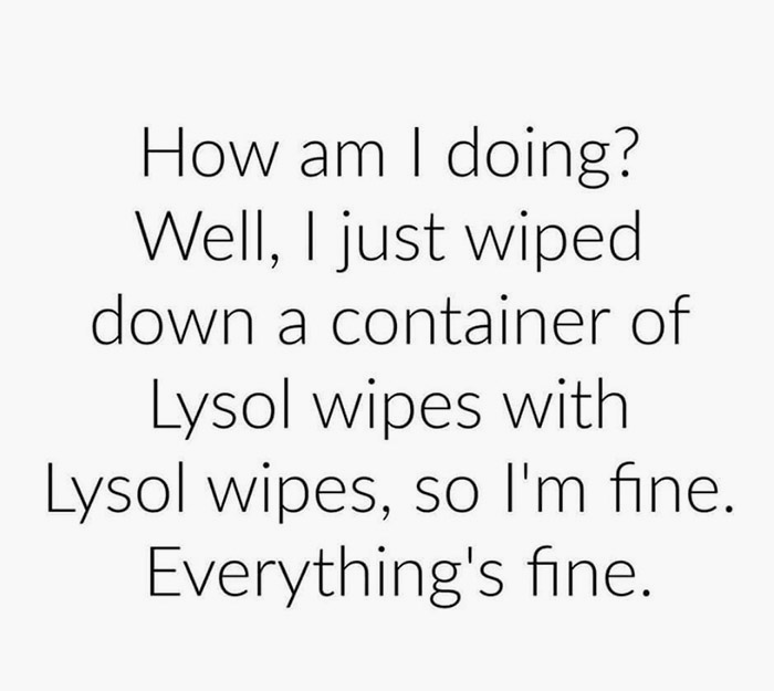 handwriting - How am I doing? Well, I just wiped down a container of Lysol wipes with Lysol wipes, so I'm fine. Everything's fine.