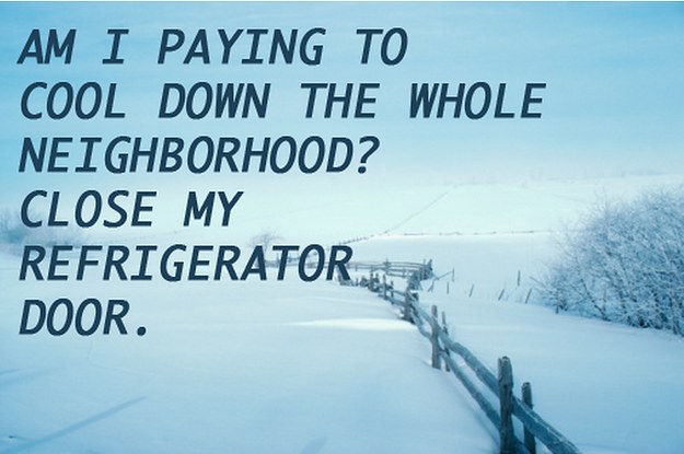 winter - Am I Paying To Cool Down The Whole Neighborhood? Close My Refrigerator Door.