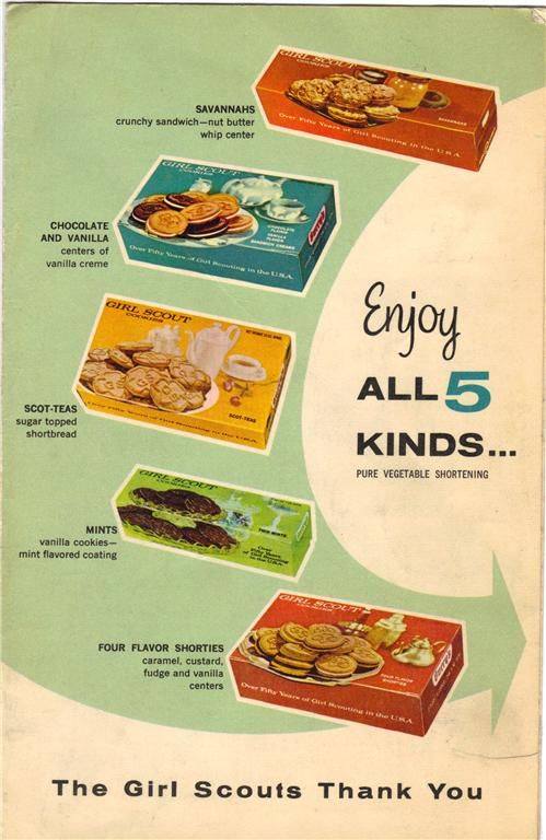 vintage girl scout cookies - Savannahs crunchy sandwichnut butter whip center Chocolate And Vanilla centers of vanilla creme Girl 2. Scout Enjoy ScotTeas sugar topped shortbread ALL5 Kinds... Yout Pure Vegetable Shortening Mints vanilla cookies mint flavo