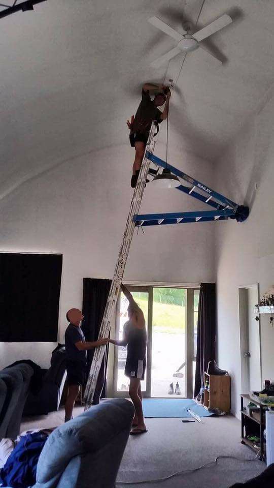 electrician ladder fail - Wab Basley