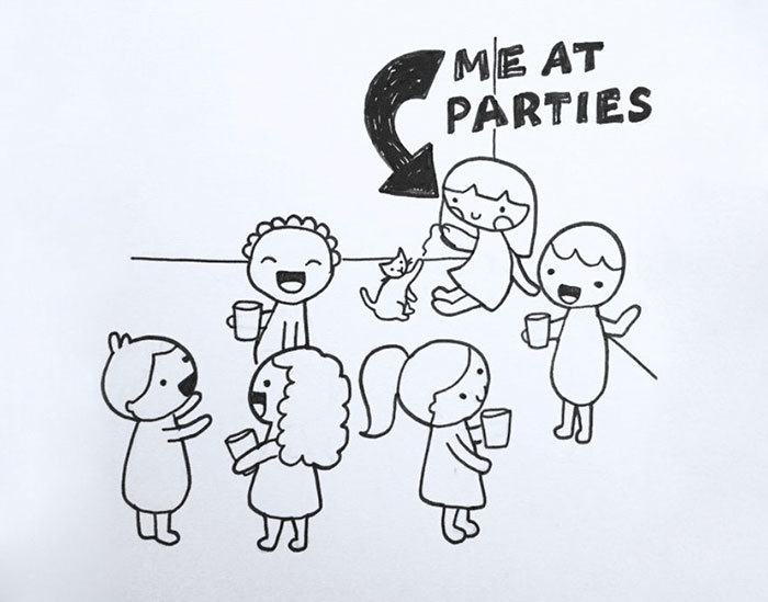 introvert drawing - Me At Parties