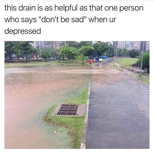 drain meme - this drain is as helpful as that one person who says "don't be sad" when ur depressed