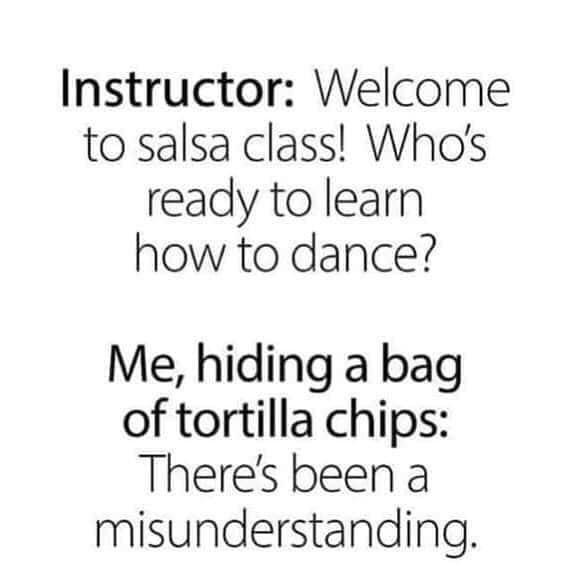 geneva peacebuilding platform - Instructor Welcome to salsa class! Who's ready to learn how to dance? Me, hiding a bag of tortilla chips There's been a misunderstanding.