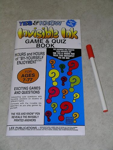 invisible ink game book - Yes&Know Great Travel Invis be ak Game & Quiz Book Hours and Hours of "ByYourself Enjoyment" Transe Are Poted Etti Invisible Ink The Yes & Mow Pem Tells You Instantly Yes Or No! 116 For Ages 777 Exciting Games And Questions Inter