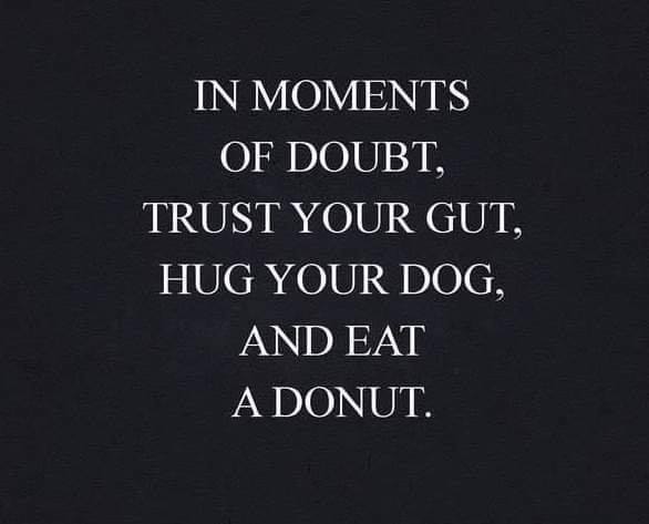 In Moments Of Doubt, Trust Your Gut, Hug Your Dog, And Eat A Donut.