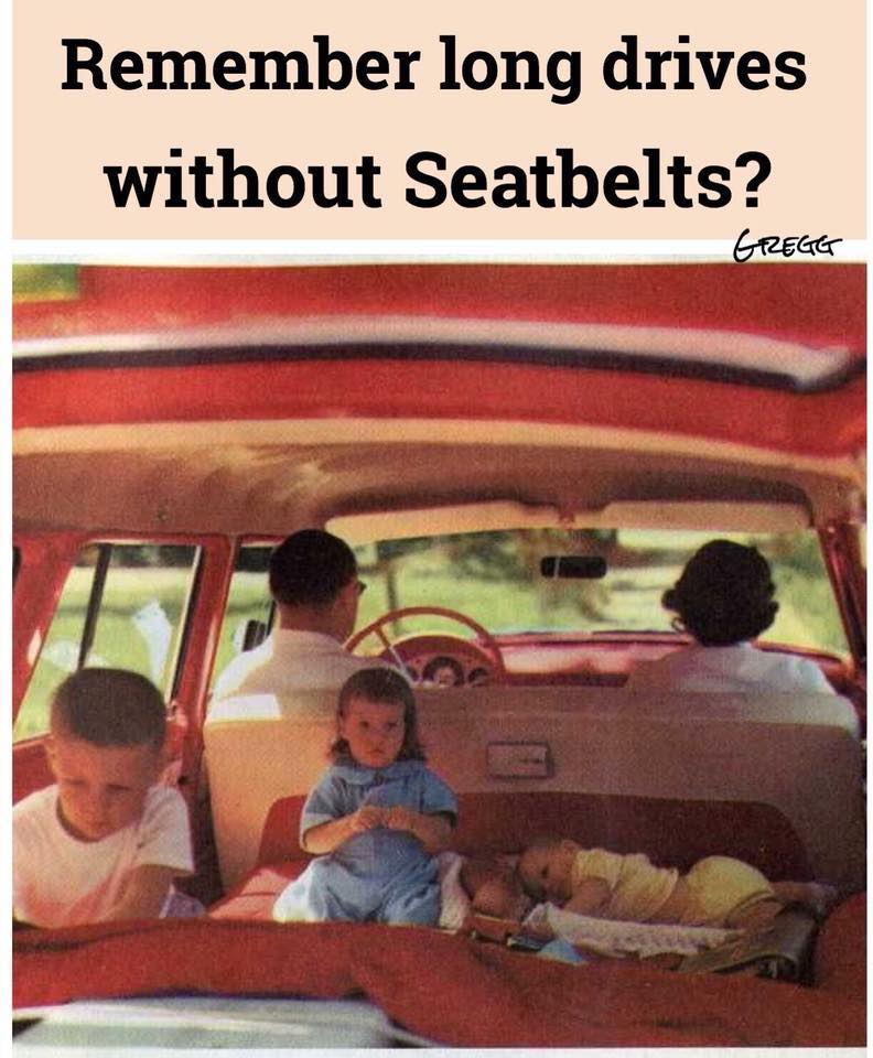 riding in the back of a station wagon - Remember long drives without Seatbelts? Greget