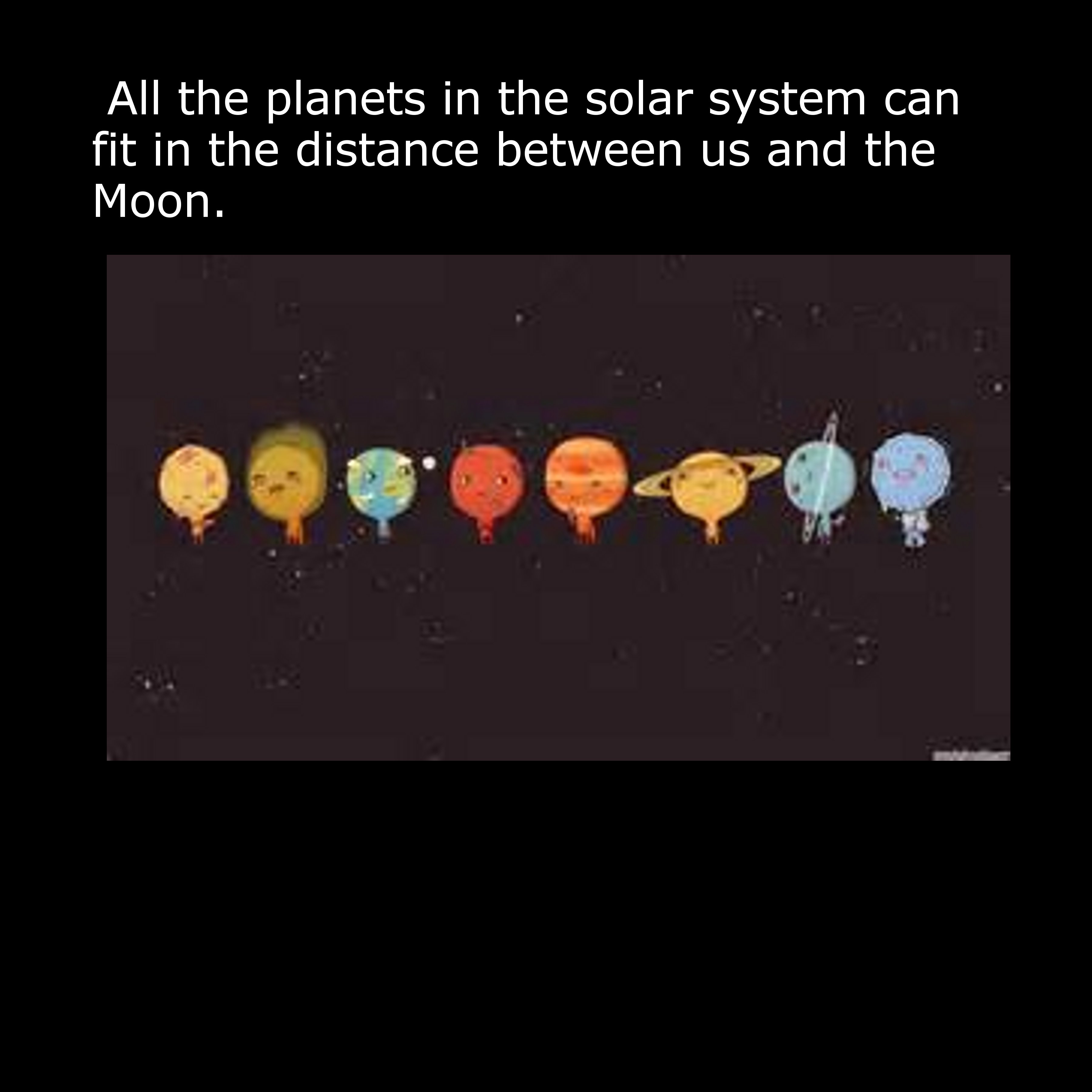 planet - All the planets in the solar system can fit in the distance between us and the Moon.