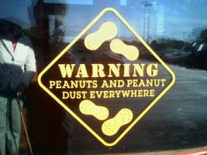 food allergies - Warning Peanuts And Peanut Dust Everywhere