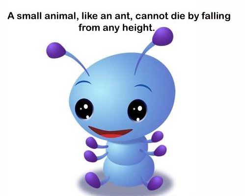 cartoon ant - A small animal, an ant, cannot die by falling from any height.