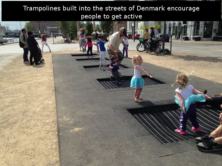 copenhagen street trampolines - Trampolines built into the streets of Denmark encourage people to get active