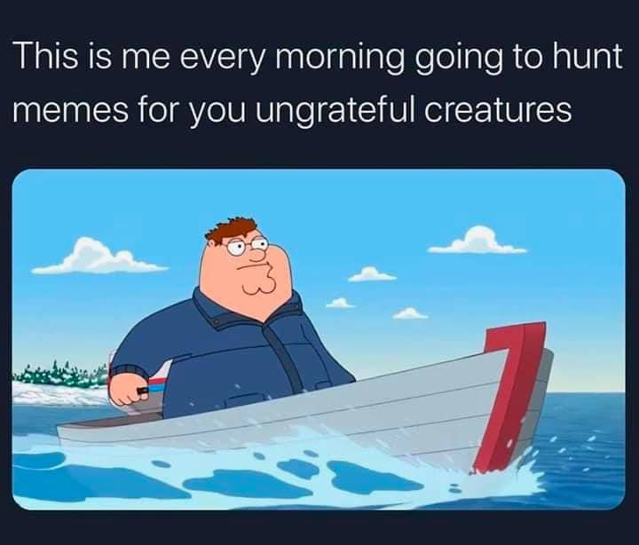 water - This is me every morning going to hunt memes for you ungrateful creatures Ellers