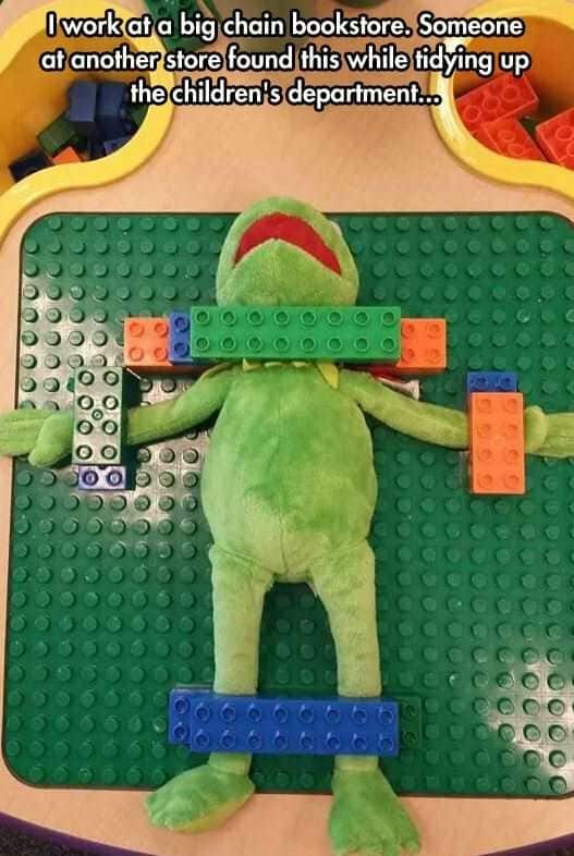 dark sad kermit kermit the frog meme - I work at a big chain bookstore. Someone at another store found this while tidying up the children's department... a to 0 e o