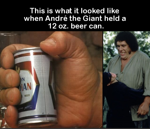 andre the giant beer can - This is what it looked when Andr the Giant held a 12 oz. beer can. On Dian Beer