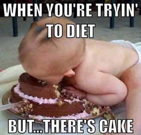 cake funny meme - When You'Re Tryin' To Diet But... There'S Cake