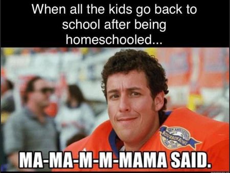adam sandler funny - When all the kids go back to school after being homeschooled... Rourio Rom MaMaMMMama Said.