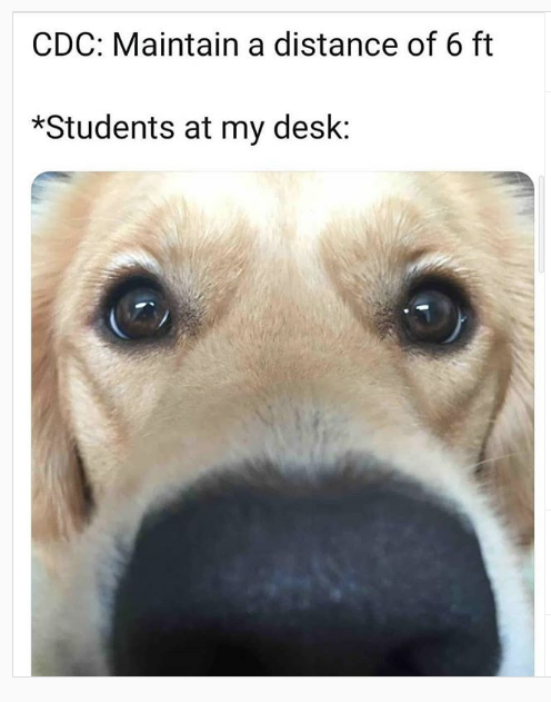Teacher - Cdc Maintain a distance of 6 ft Students at my desk