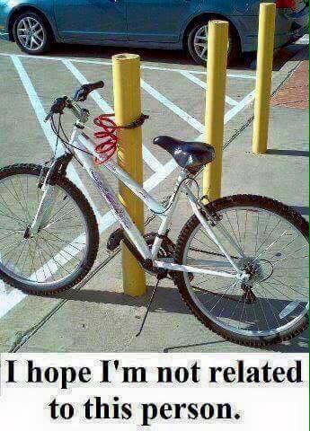 funny bike lock - I hope I'm not related to this person.