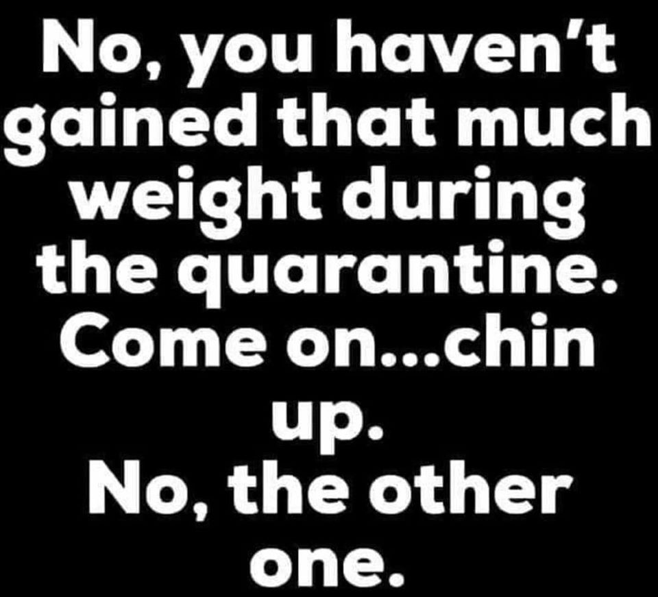 quarantine memes and weight - No, you haven't gained that much weight during the quarantine. Come on...chin up. No, the other one.