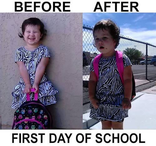 funny back to school - Before After First Day Of School