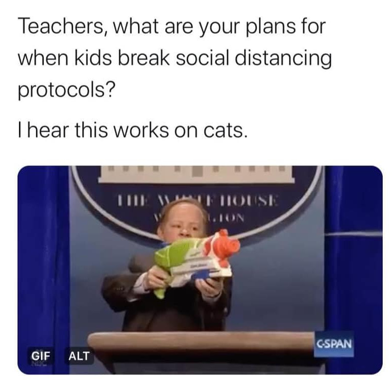 presentation - Teachers, what are your plans for when kids break social distancing protocols? I hear this works on cats. Til Vinilitouse GSpan Gif Alt