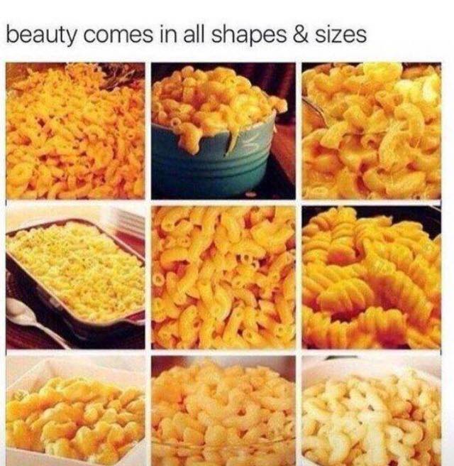 mac and cheese memes - beauty comes in all shapes & sizes