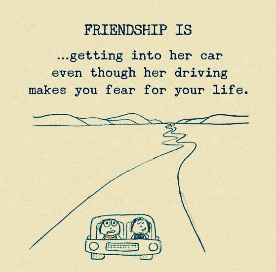 Friendship - Friendship Is ...getting into her car even though her driving makes you fear for your life.