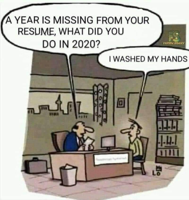 joke about resume 2020 - A Year Is Missing From Your Resume, What Did You Do In 2020? I Washed My Hands Punne StUVY Ul 2 ta