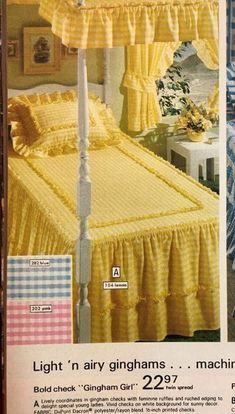 80s canopy bed - A Light 'n airy ginghams ... machir Bold check "Gingham Ger 2297 wind A young wd check on white background for any of o end he En