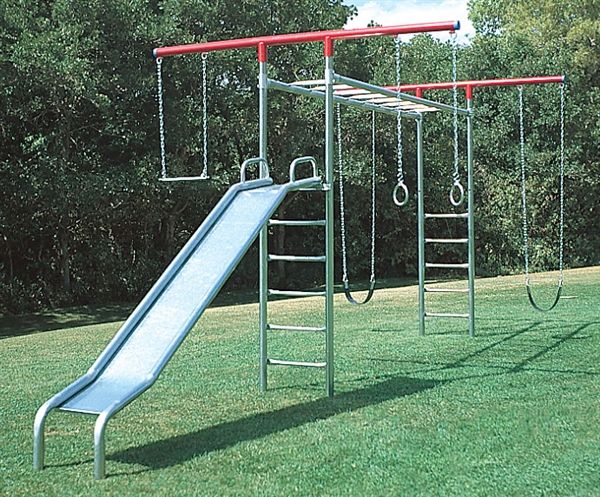 metal swing set with monkey bars