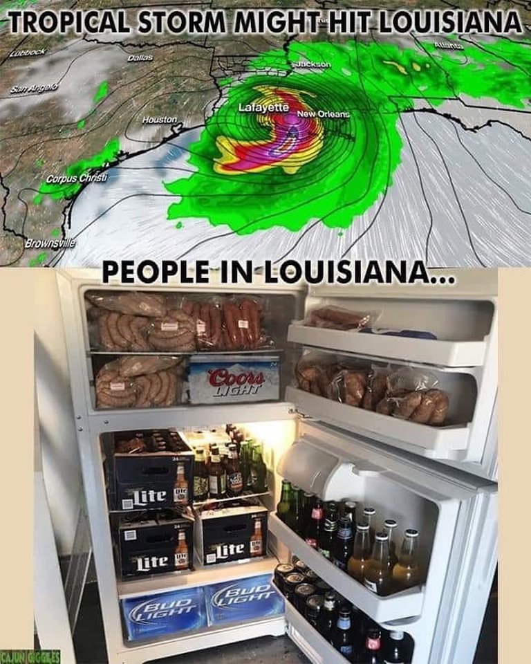 hurricane barry memes - Tropical Storm Might Hit Louisiana Lock Diplos sekson Lafayette Houston New Orleans Corpus Christi Brownsville People InLouisiana... Coos Light Lite Dua Lite Lite se Bud Light Bud Light Cajun Ogge 135