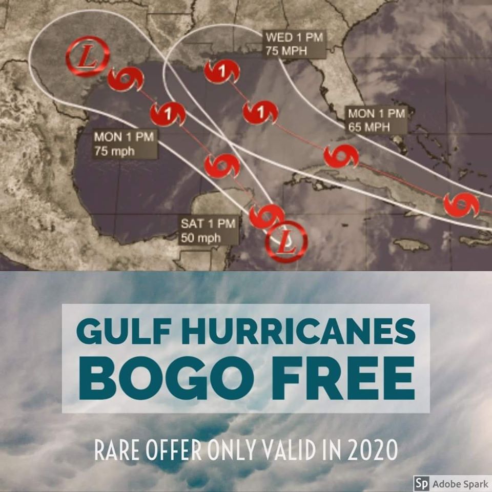 map - Wed 1 Pm 75 Mph 1 Mon 1 Pm 65 Mph Mon 1 Pm 75 mph Sat 1 Pm 50 mph Gulf Hurricanes Bogo Free Rare Offer Only Valid In 2020 Sp Adobe Spark