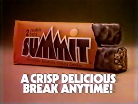 Summit was a candy bar manufactured in the early 1980s. they consisted of two wafers covered with peanuts, all coated in chocolate