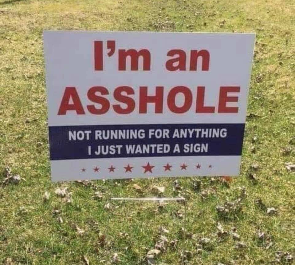 im an asshole yard sign - I'm an Asshole Not Running For Anything I Just Wanted A Sign