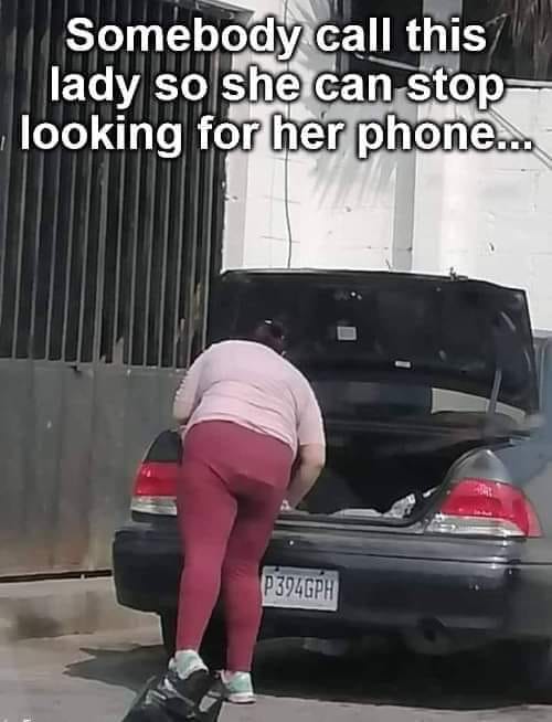 small ass memes - Somebody call this lady so she can stop looking for her phone... P394GPH