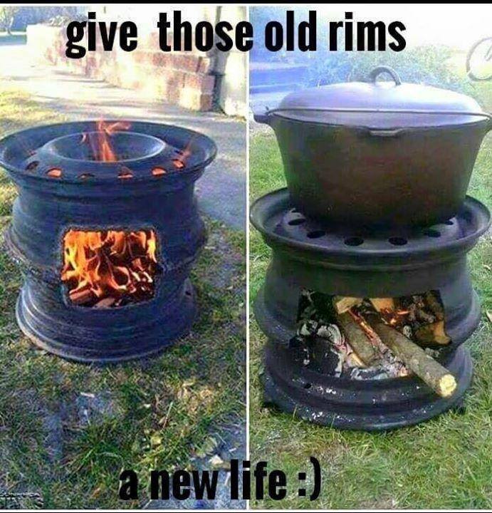 diy fire brazier - give those old rims a new life