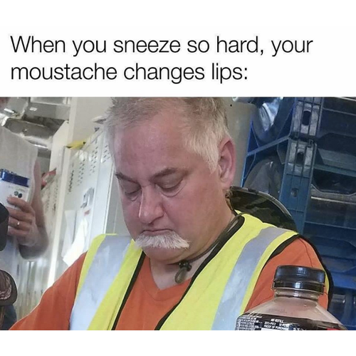 you sneeze so hard your mustache - When you sneeze so hard, your moustache changes lips e