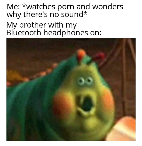 random memes - Me watches porn and wonders why there's no sound My brother with my Bluetooth headphones on Oo