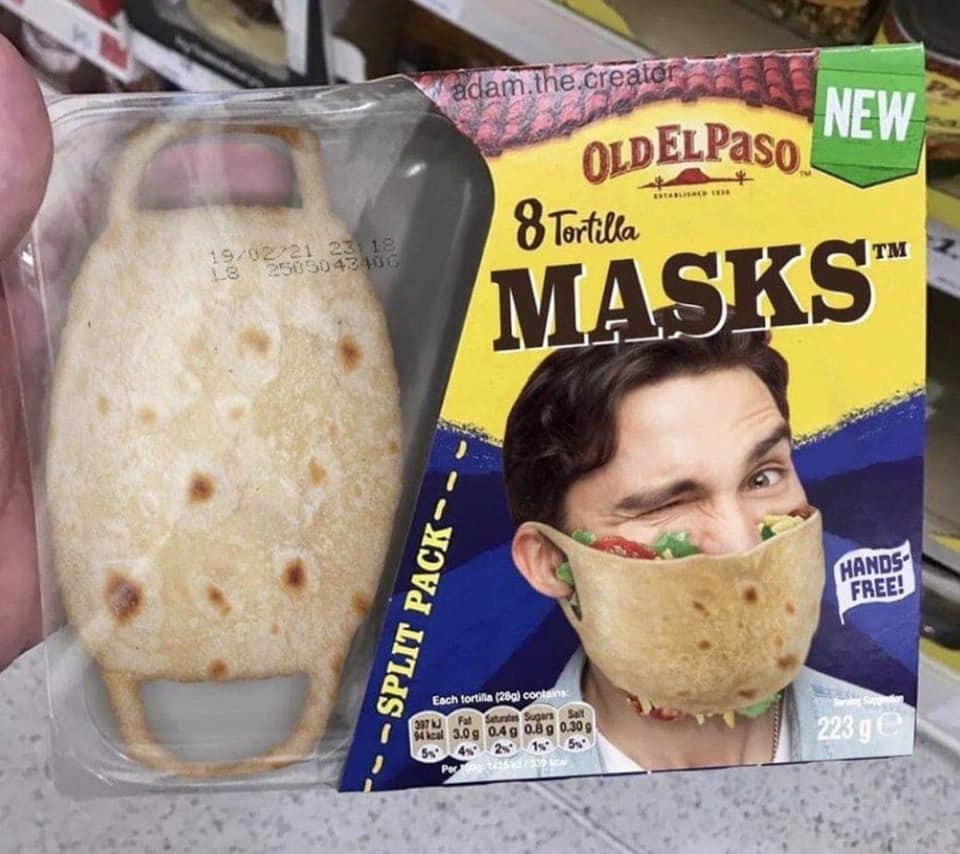 Food - adam the creator New Oldelpaso 8 Tortilla 190221 L3 2505047406 Masks" Hands Free! Split Pack Son Each tortilla 280 contains 37 Fat Sa Sugars Salt Waal 3.09 0.43 0.89 0.309 50 2 1 5 Per 223 g