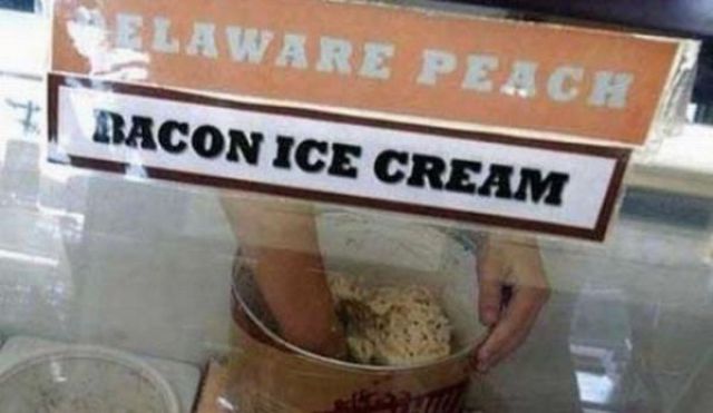 bacon flavored ice cream - Delaware Peach Racon Ice Cream