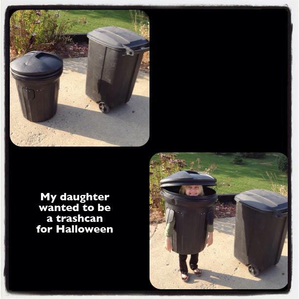 trash can kid in trash meme - My daughter wanted to be a trashcan for Halloween