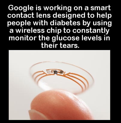 hand - Google is working on a smart contact lens designed to help people with diabetes by using a wireless chip to constantly monitor the glucose levels in their tears.